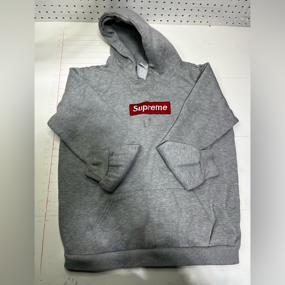 Supreme heather Gray Hoodie with Red Logo